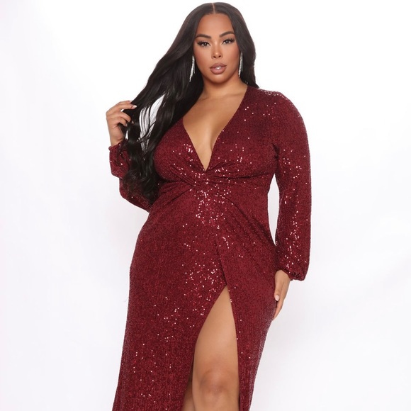 Fashion nova sequin dress - red/maroon - Picture 1 of 4